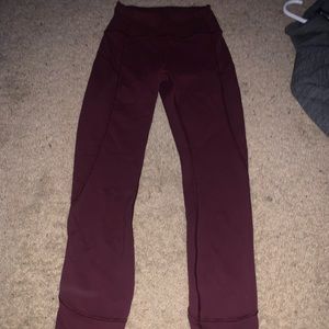 Lululemon Maroon In Movement Leggings